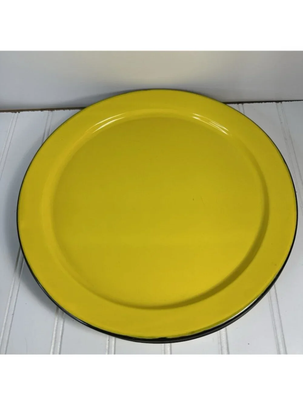 6 OTO Japan Vintage Yellow Enamelware Dishes Plates Mid Century 11.25” Retro MCM